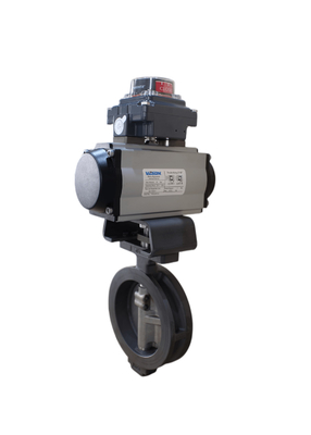 PFA lót và PTFE lót van bơ BFV loại phẳng Wafer loại van bướm Pneumatic On Off Valve