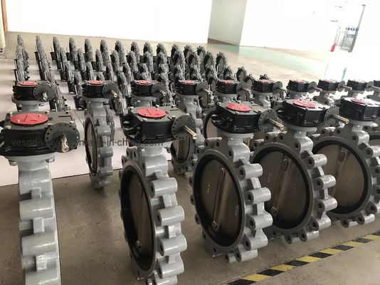 Van bướm khí nén với gioăng EPDM chịu áp lực trung bình, van bướm tai có bộ truyền động khí nén