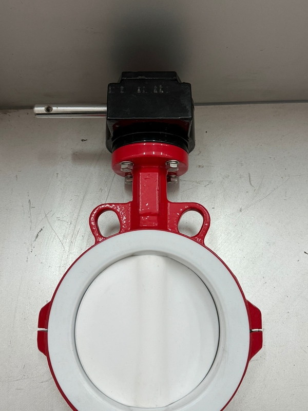 PFA lót và PTFE lót van bơ BFV loại phẳng Wafer loại van bướm Pneumatic On Off Valve