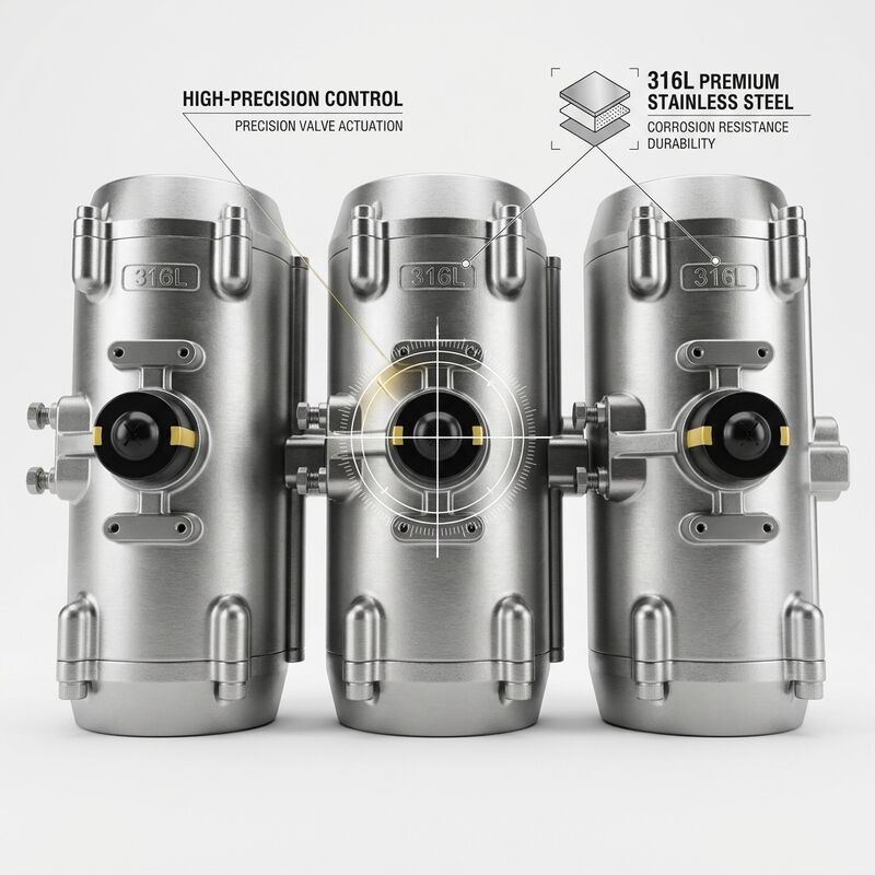 Double Acting 3 Position Pneumatic Rotary Actuator Hard Anodized Aluminum for Ball Butterfly Valve Control