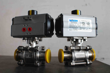 Thực phẩm cấp vệ sinh khí nén trên van tắt / Van bi dẫn động bằng thép không gỉ Thiết bị truyền động khí nén nằm ngang